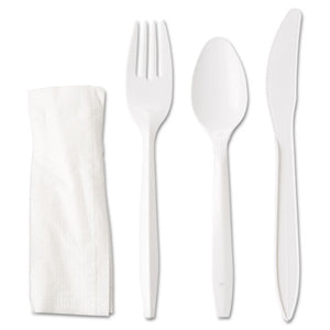ESGEN4KITMW - Wrapped Cutlery Kit, Fork-knife-spoon-napkin, White, 250-carton