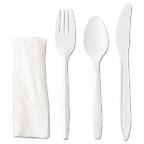 ESGEN4KITMW - Wrapped Cutlery Kit, Fork-knife-spoon-napkin, White, 250-carton