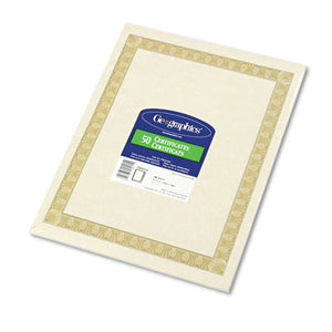 ESGEO21015 - Parchment Paper Certificates, 8-1-2 X 11, Natural Diplomat Border, 50-pack