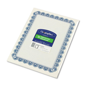 ESGEO22901 - Parchment Paper Certificates, 8-1-2 X 11, Blue Royalty Border, 50-pack
