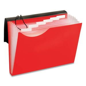 Seven-pocket Poly Expanding File, 1" Expansion, 7 Sections, Letter Size, Red