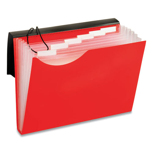 Seven-pocket Poly Expanding File, 1" Expansion, 7 Sections, Letter Size, Red