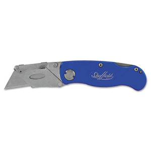 ESGNS12113 - Sheffield Folding Lockback Knife, 1 Utility Blade, Blue