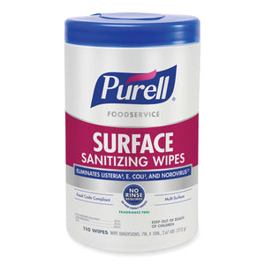Foodservice Surface Sanitizing Wipes, Fragrance-free, 10 X 7, 110-canister, 6 Canisters-carton
