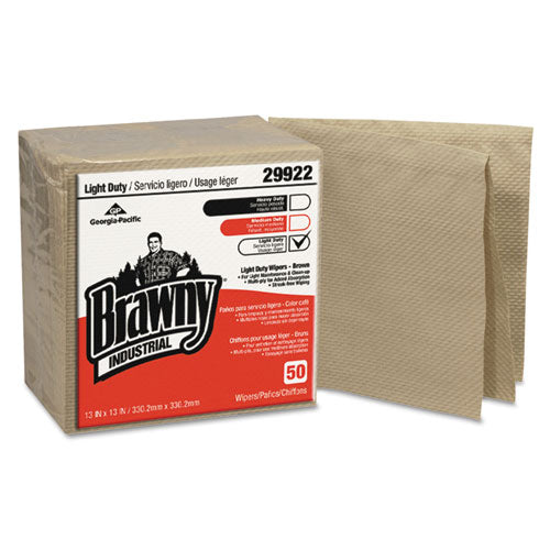ESGPC29922 - Brawny Industrial 3-Ply Paper Wipers, Quarterfold, 13x13, Brown, 50-pk, 12-ct