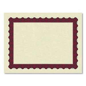 Metallic Border Certificates, 11 X 8.5, Ivory-red, 100-pack