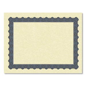 Metallic Border Certificates, 11 X 8.5, Ivory-blue, 100-pack