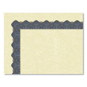 Metallic Border Certificates, 11 X 8.5, Ivory-blue, 100-pack
