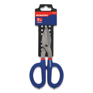 Tin Snip Pliers, 7" Long, Drop-forged Steel, Blue-red Soft-grip Handle