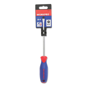 Straight-handle Cushion-grip Screwdriver, 1-4" Slotted Tip, 6" Shaft
