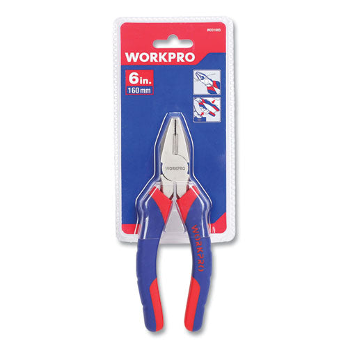 Linesman Pliers, 6" Long, Ni-fe-coated Drop-forged Carbon Steel, Blue-red Soft-grip Handle