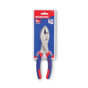 Slip Joint Pliers, 8" Long, Ni-fe-coated Drop-forged Carbon Steel, Blue-red Soft-grip Handle