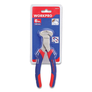 End-cutting Pliers, 6" Long, Ni-fe-coated Drop-forged Carbon Steel, Blue-red Soft-grip Handle