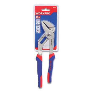Groove Joint Pliers, 10" Long, Ni-fe-coated Drop-forged Carbon Steel, Blue-red Soft-grip Handle