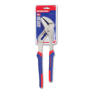 Groove Joint Pliers, 12" Long, Ni-fe-coated Drop-forged Carbon Steel, Blue-red Soft-grip Handle