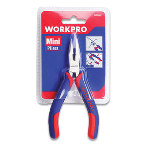 Mini Long Nose Pliers, 5" Long, Ni-fe-coated Drop-forged Carbon Steel, Blue-red Soft-grip Handle