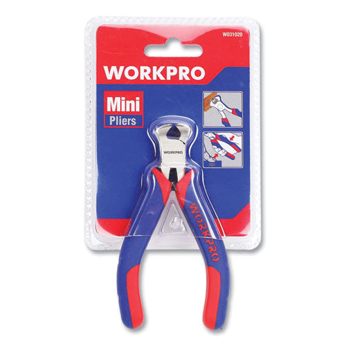 Mini End-cutting Pliers, 5" Long, Ni-fe-coated Drop-forged Carbon Steel, Blue-red Soft-grip Handle