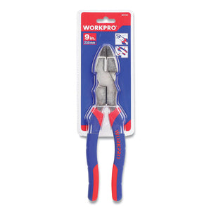 Linesman Pliers, 9" Long, Ni-fe-coated Drop-forged Carbon Steel, Blue-red Soft-grip Handle