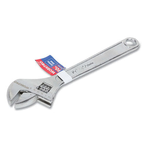 Stamped Adjustable Wrench, 10" Long, 1.25" Jaw Capacity, Chrome-plated Forged Carbon Steel