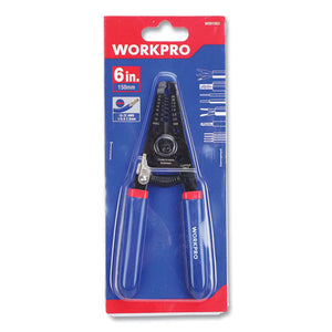 Tapered Nose Spring-loaded Wire Strippers, 22 To 10 Awg (0.6 To 2.6 Mm), 6" Long, Metal, Blue-red Soft-grip Handle
