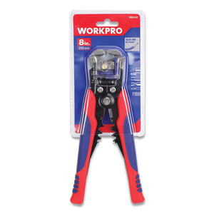 Square Nose 3-in-1 Automatic Wiring Tool, Strips-cuts 24 To 10 Awg, Crimps 22-10 Awg, 8" Long, Metal, Blue-red Handle