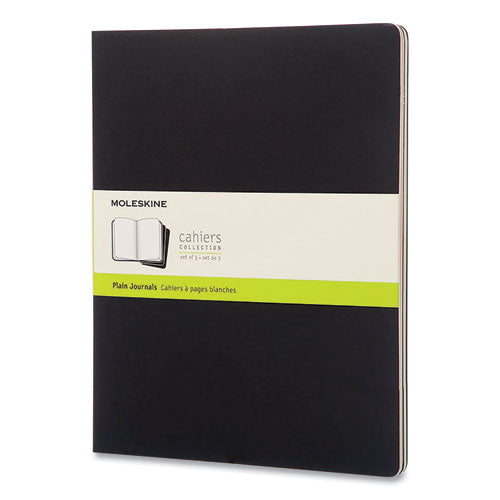 Cahier Journal, Unruled, Black Cover, 11 X 8.5, 60 Sheets, 3-pack