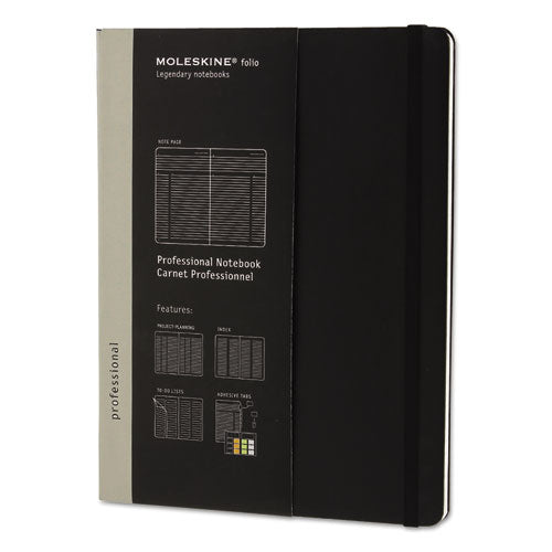 ESHBGPROPFNTB4HBK - Professional Notebook, Ruled, 9 3-4 X 7 1-2, Black Cover, 192 Sheets