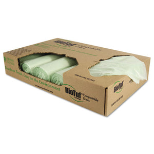 ESHERY6848YER01 - Biotuf Compostable Can Liners, 32 Gal, 1 Mil, 34 X 48, Light Green, 100-carton