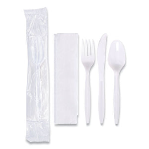 Economy Cutlery Kit, Fork-knife-spoon-napkin, White, 250-carton