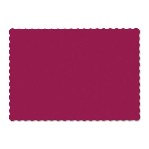 ESHFM310524 - Solid Color Scalloped Edge Placemats, 9 1-2 X 13 1-2, Burgundy, 1000-carton