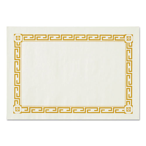 Placemats, Greek Key Pattern, Paper, Gold-white, 14 X 10, 1000-carton