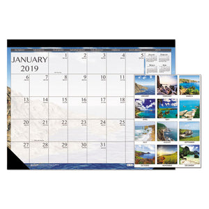 ESHOD138 - 100% RECYCLED EARTHSCAPES SEASCAPES DESK PAD CALENDAR, 22 X 17, 2019