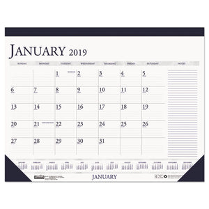 ESHOD1646 - RECYCLED TWO-COLOR MONTHLY DESK CALENDAR W-LARGE NOTES SECTION, 18 1-2 X13, 2019