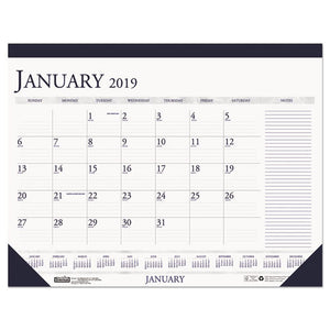 ESHOD164 - RECYCLED TWO-COLOR MONTHLY DESK PAD CALENDAR W-LARGE NOTES SECTION, 22X17, 2019