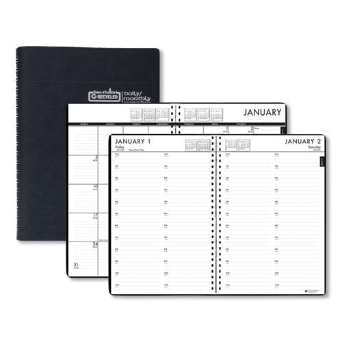 ESHOD289632 - RECYCLED 24-7 DAILY APPOINTMENT BOOK-MONTHLY PLANNER, 7 X 10, BLACK, 2019