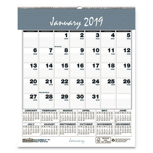 ESHOD330 - BAR HARBOR WIREBOUND MONTHLY WALL CALENDAR, 6 X 7, BLUE, 2019