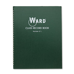 ESHUB67L - Class Record Book, 38 Students, 6-7 Week Grading, 11 X 8-1-2, Green