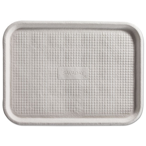 ESHUH20803CT - Savaday Molded Fiber Flat Food Tray, White, 12x16, 200-carton