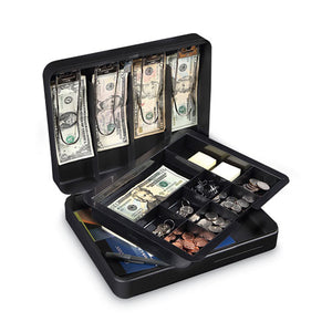 Deluxe Cash Security Box, 11.8 X 9.4 X 3.7, Steel, Black