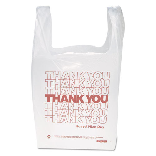 ESIBSTHW1VAL - "Thank You" Handled T-Shirt Bags, 11 1-2 X 21, Polyethylene, White, 900-carton