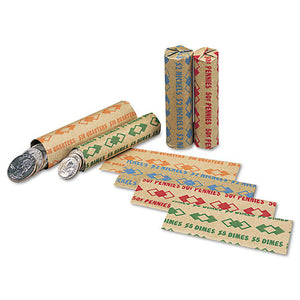 Tubular Coin Wrappers, Quarters, $10, Pop-open Wrappers, 1000-pack