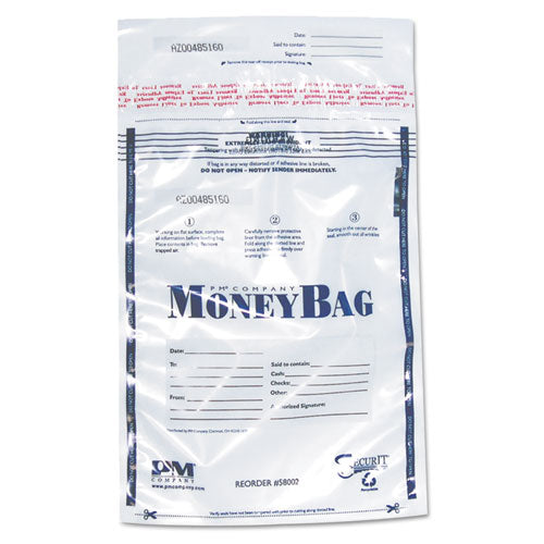 Tamper-evident Deposit Bags, 9 X 12, Plastic, Clear, 100 Per Pack