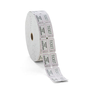 Consecutively Numbered Double Ticket Roll, White, 2000 Tickets-roll