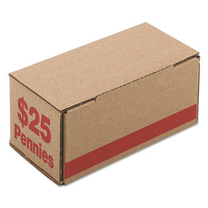 Corrugated Cardboard Coin Storage W-denomination Printed On Side, Red