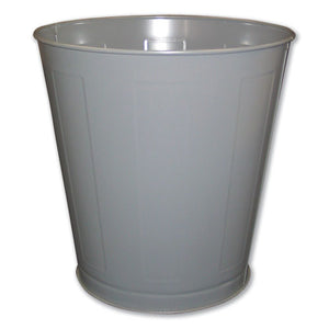 Round Metal Wastebasket, Round, Steel, 28 Qt, Gray