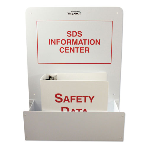 Sds Information Center With Binder, 17.95w X 5.15d X 24h, White-red