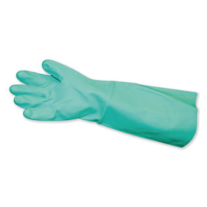 Long-sleeve Unlined Nitrile Gloves, Powder-free, Green, Medium, 12 Pair-carton