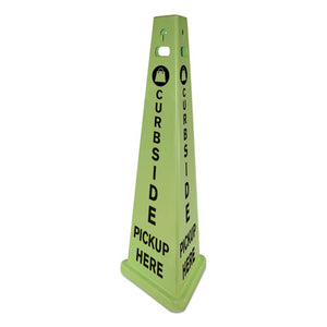 Trivu 3-sided Curbside Pickup Here Sign, Fluorescent Green, 14.75 X 12.7 X 40, Plastic