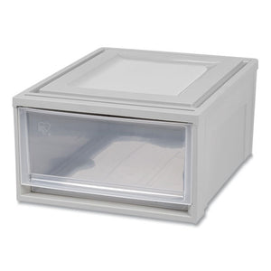 Stackable Storage Drawer, 7.75 Gal, 15.75" X 19.62" X 9", Gray-translucent Frost