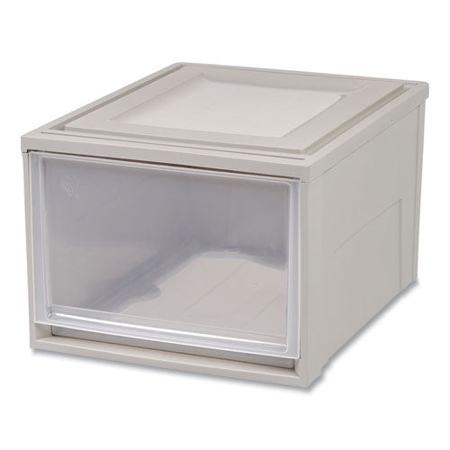 Stackable Storage Drawer, 10.85 Gal, 15.75" X 19.62" X 11.5", Gray-translucent Frost